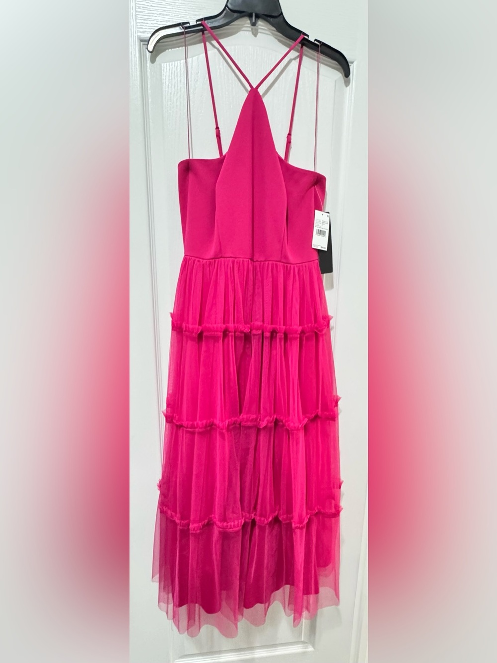 Adrianna Papell Mixed Media Tiered Cocktail Midi Dress - Picture 4 of 12